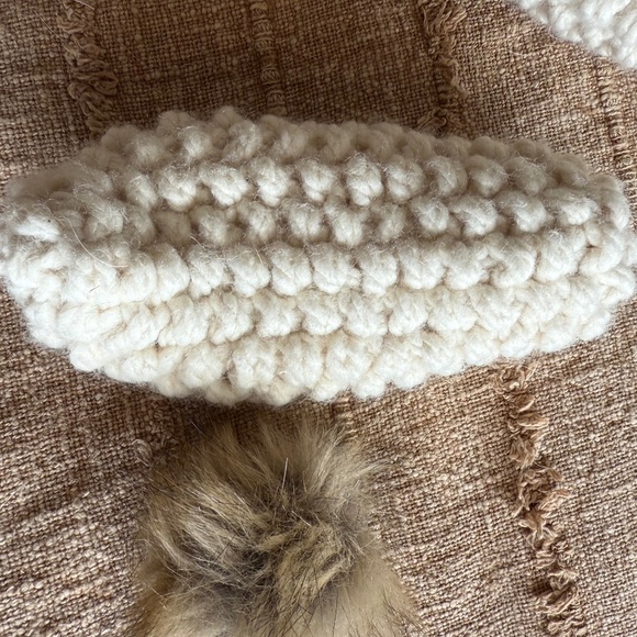 Hand knit Cozy Slippers w Poms - Picture 2 of 5